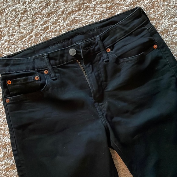 Solid Black AEO REAL GOOD Airflex+ Jeans - Picture 1 of 5